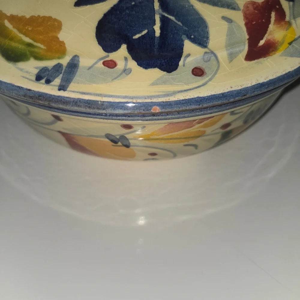 Vintage Ceramiche Alfa Italy Hand Painted Lidded Casserole Serving Dish 8in